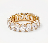 Diamonique 14K Gold Clad Oval Cut Eternity Band Ring, Size 5